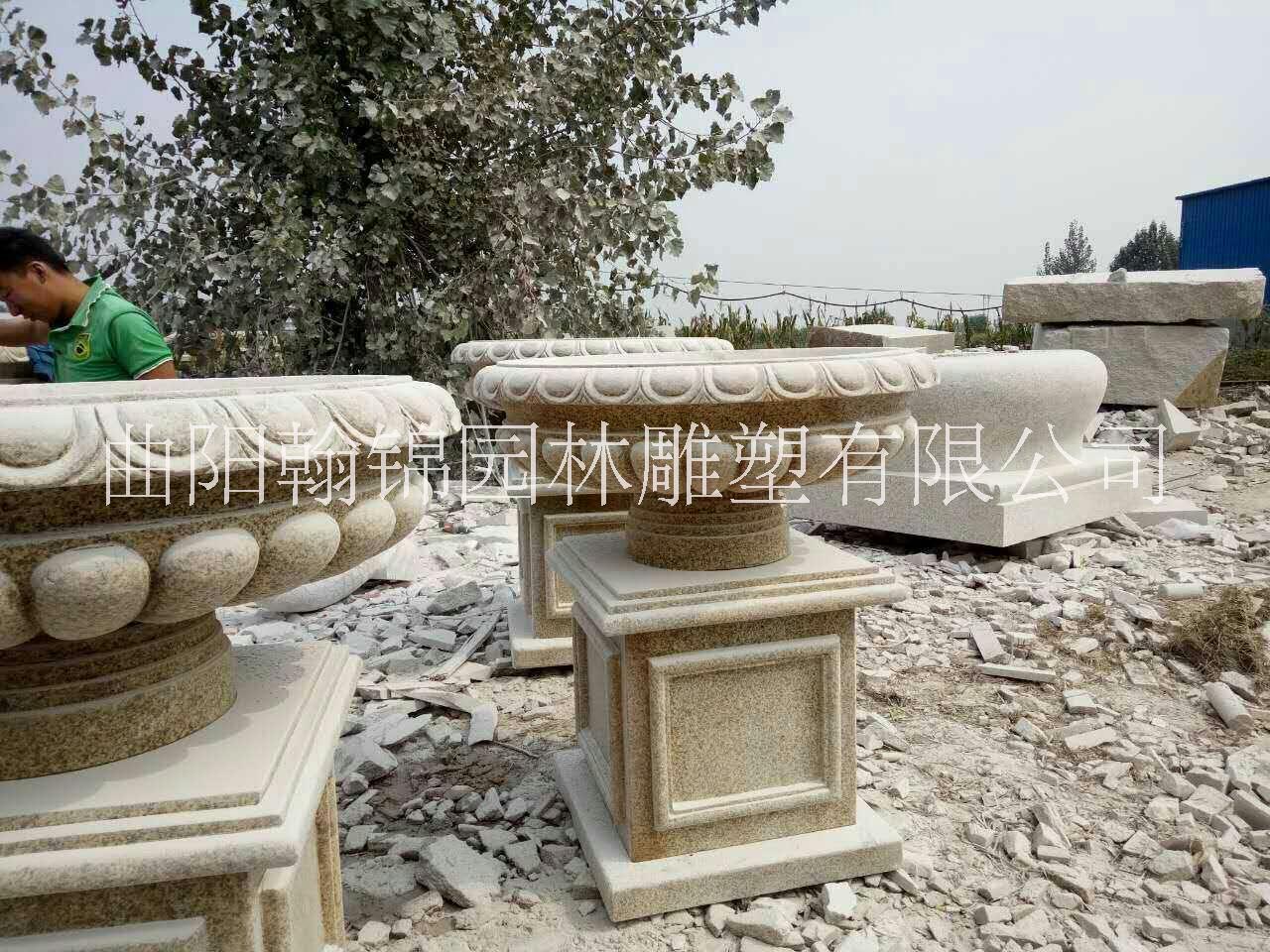 石雕花缽花盆曲陽 裝飾花缽花盆報價 花缽廠家直銷 石雕花盆供應(yīng)