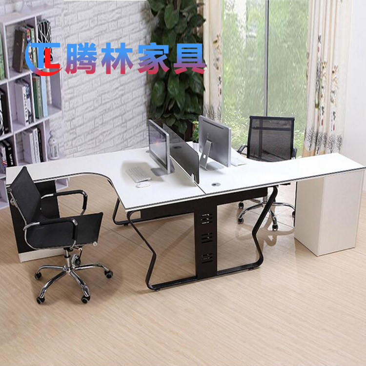 2人位蝴蝶架L型辦公桌屏風(fēng)員工辦公電腦桌職員桌