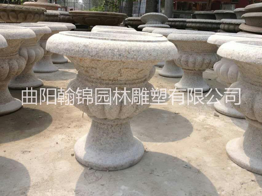 石雕花缽廠家 花盆雕塑價(jià)格 曲陽石雕花盆供貨商