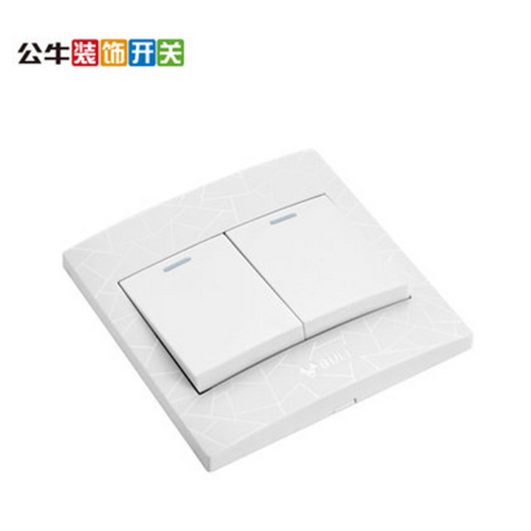 公牛裝飾開關(guān)插座 雙開雙控二位二開雙聯(lián)墻壁開關(guān)面板G01紋理白