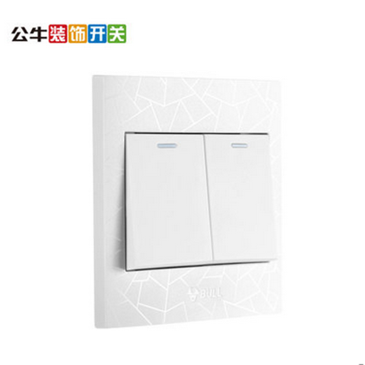 公牛裝飾開關(guān)插座 雙開雙控二位二開雙聯(lián)墻壁開關(guān)面板G01紋理白