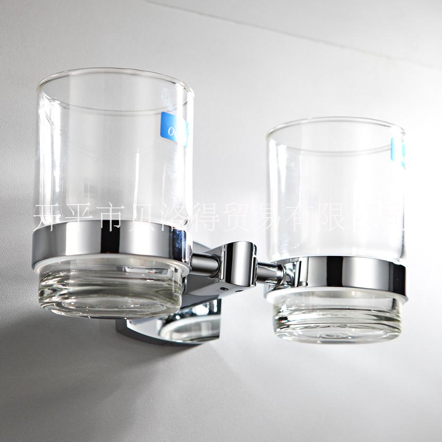 貝洛德牙刷杯架浴室五金掛件 全銅雙杯架牙刷杯架漱口杯 衛(wèi)生間掛墻洗漱杯雙杯架