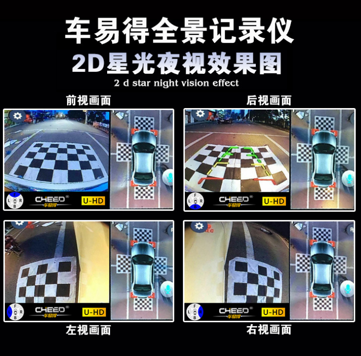 360度全景行車記錄儀 360全景記錄儀 高清無縫泊車倒車影像  安卓導航 廣州360全景記錄儀