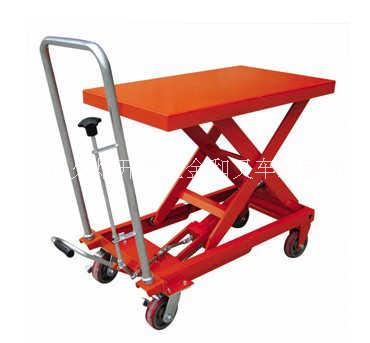 供應(yīng)中山單剪叉小平臺移動手推升降叉車  手動液壓小平臺車