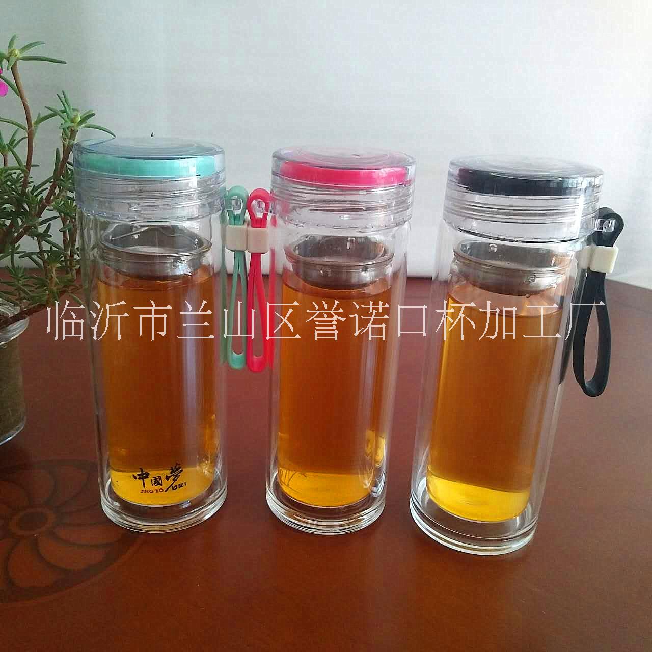 情侶杯加厚底彩帶玻璃杯杯加厚底