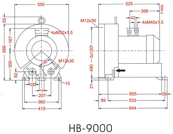真空噴涂高壓風(fēng)泵HB-9000  真空噴涂設(shè)備用高壓漩渦風(fēng)泵HB-9000  9.0KW