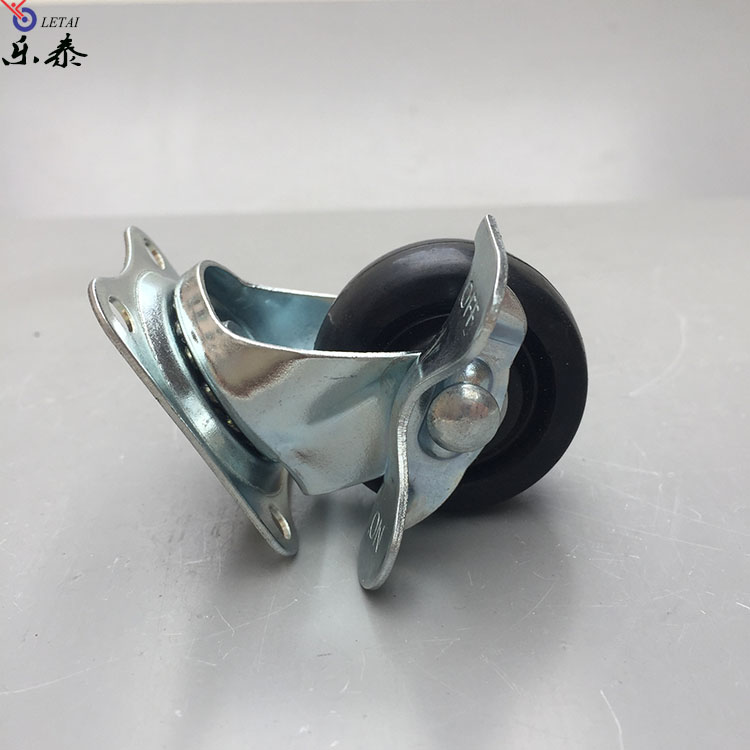 輕型1.5寸平底剎車黑橡膠輪 小型家具靜音黑輪子 40mm小扁輪