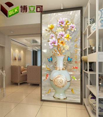 博立可 現(xiàn)代中式玄關(guān)背景墻3D視覺效果 拋光磚微晶石 平安富貴