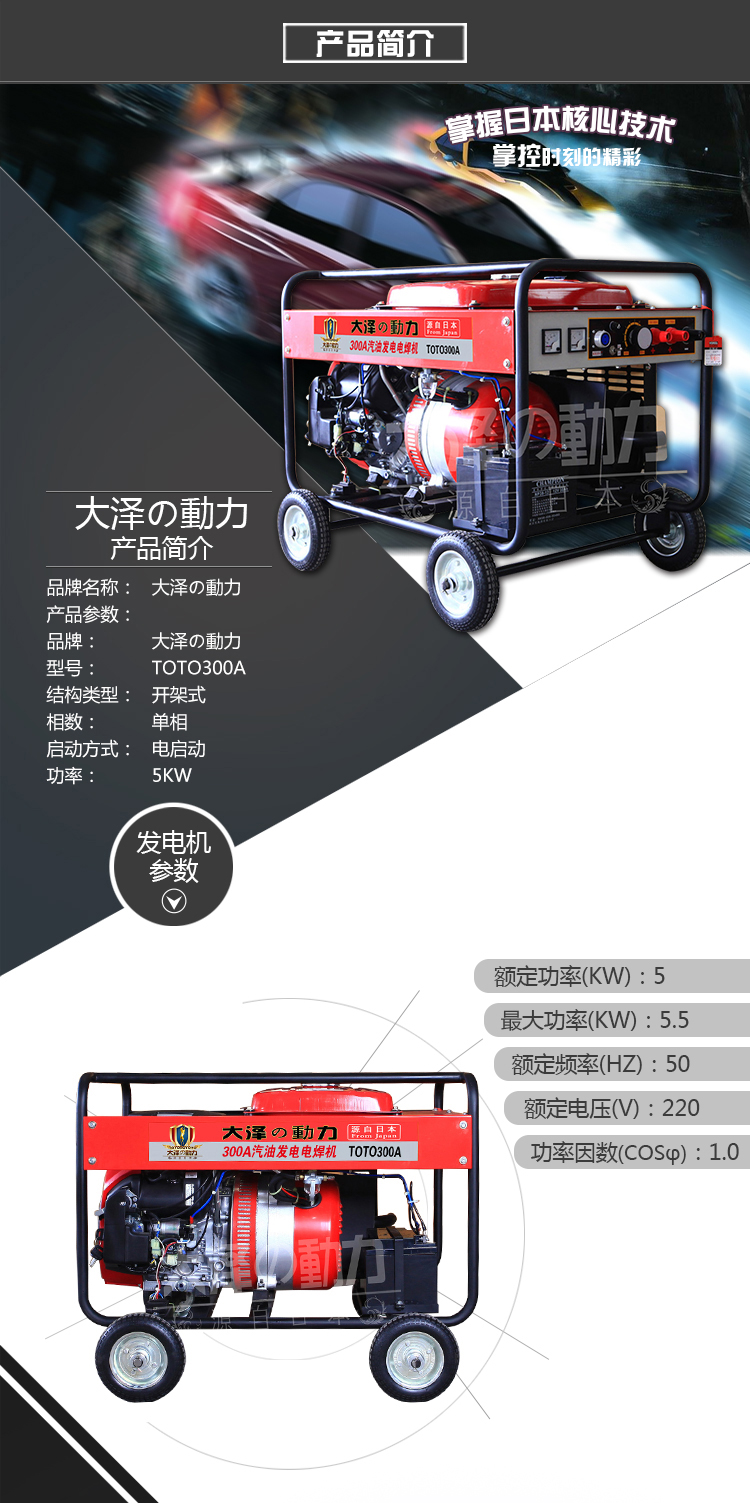 進(jìn)口300A汽油發(fā)電電焊機(jī) 300A柴油發(fā)電電焊機(jī)* 日本進(jìn)口300A柴油發(fā)電電焊機(jī)