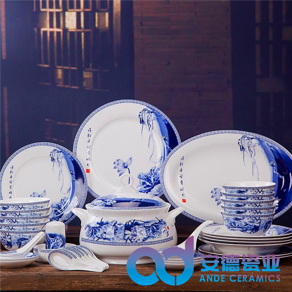 *酒店擺臺餐具 56頭陶瓷餐具定做 活動禮品餐具