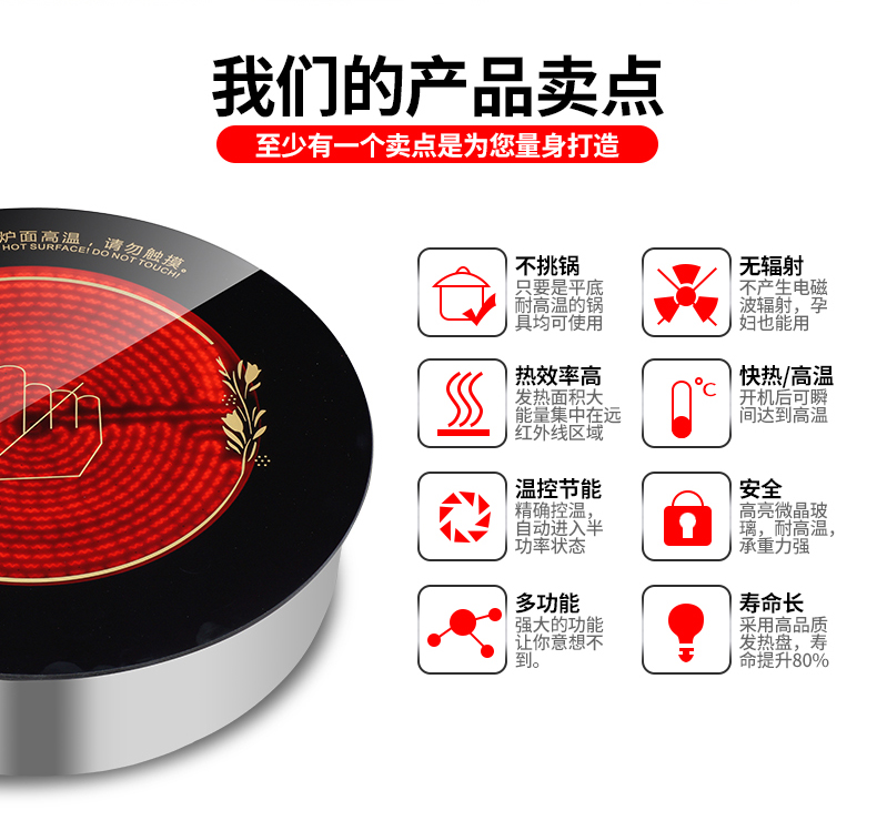 火鍋電陶爐圓形線控商用嵌入式大功率2500W錫紙花甲粉*電陶爐  GYH-328A