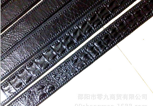 男士腰帶 狂野霸氣商務(wù)百搭奢品扣真鱷魚皮 男士腰帶頭骨雙排背骨皮帶
