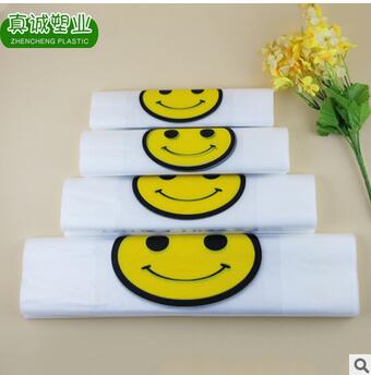 透明3絲笑臉背心袋批發(fā) 超市 馬甲 塑料 購物袋 可定制