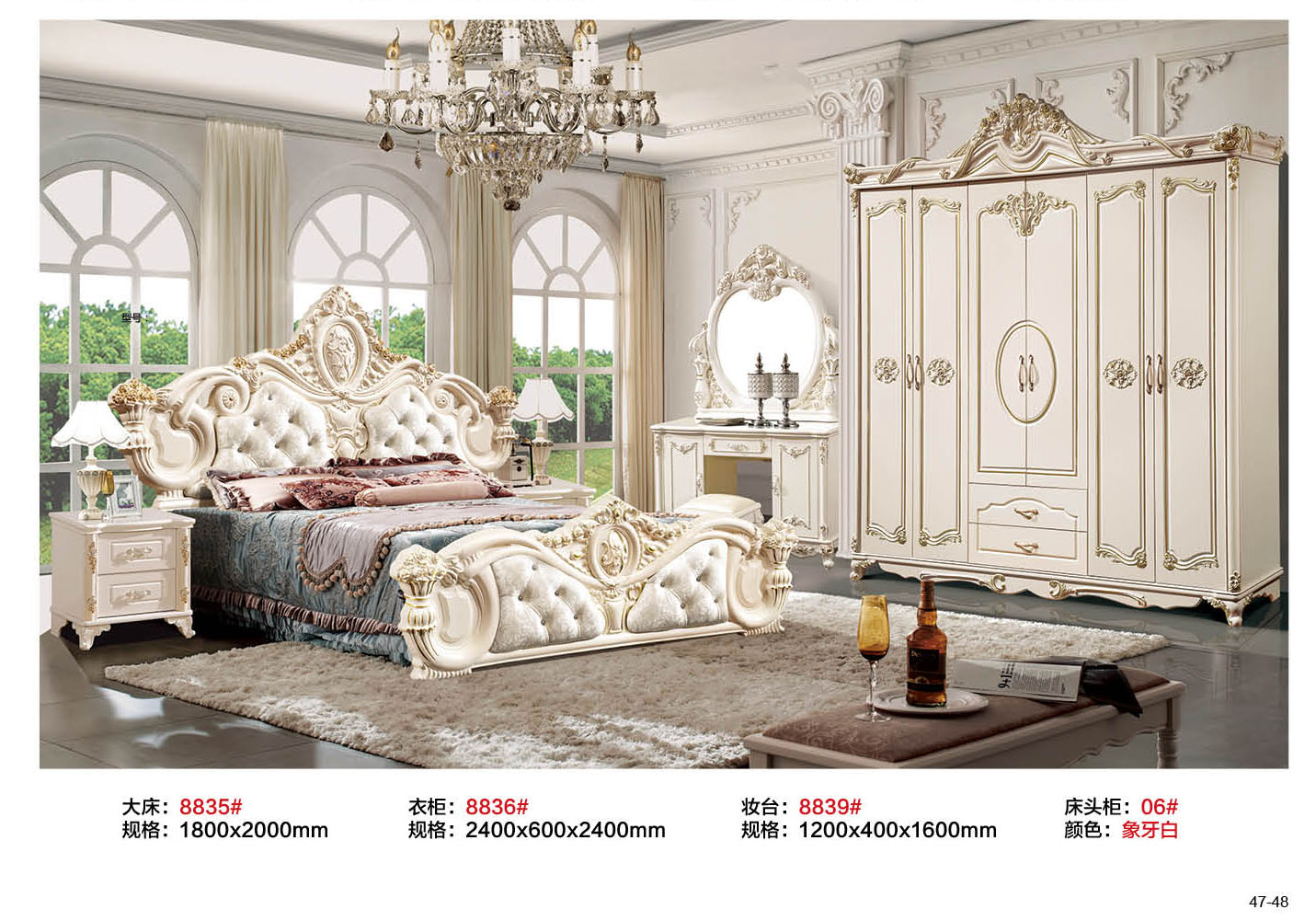 奢華歐式床頭柜雙層大戶型板木結(jié)合歐式床邊柜儲物臥室收納新古典