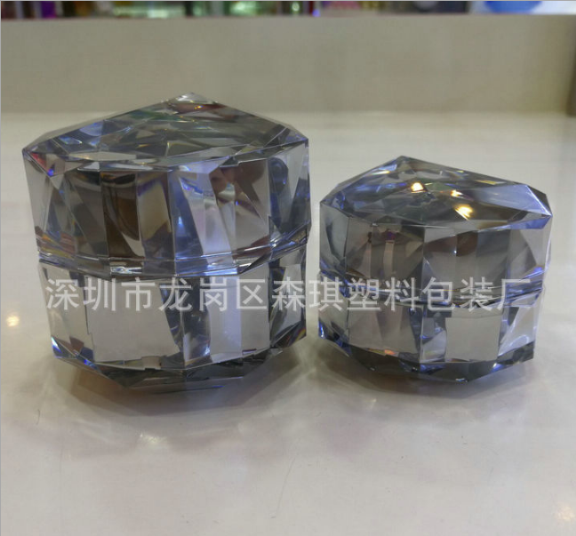 廠家供應(yīng) 15克亞克力百角鉆石膏霜瓶 面霜瓶分裝瓶 化妝品瓶子