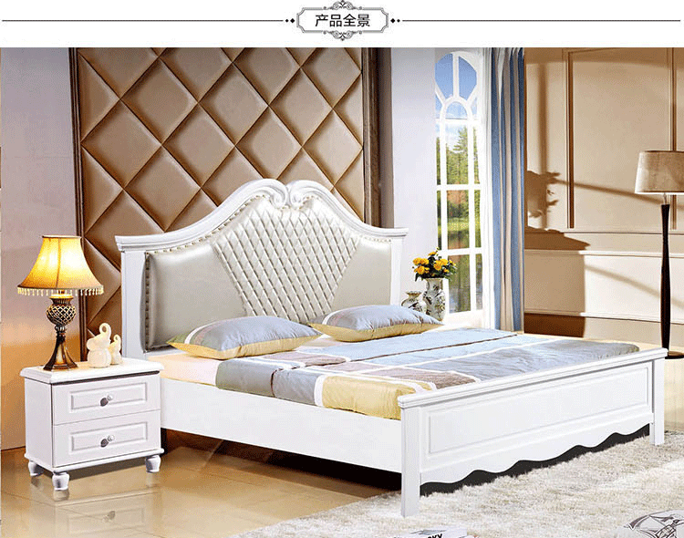 南康家具網(wǎng) 歐式成人主臥板式套房成套家具臥室組合1.8米雙人床