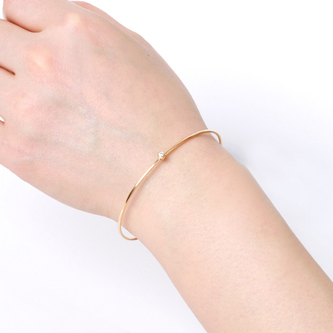 新款批發(fā)定制 時(shí)尚精致18k金鉆石手鐲 簡(jiǎn)約10分鉆玫瑰金女式手鐲