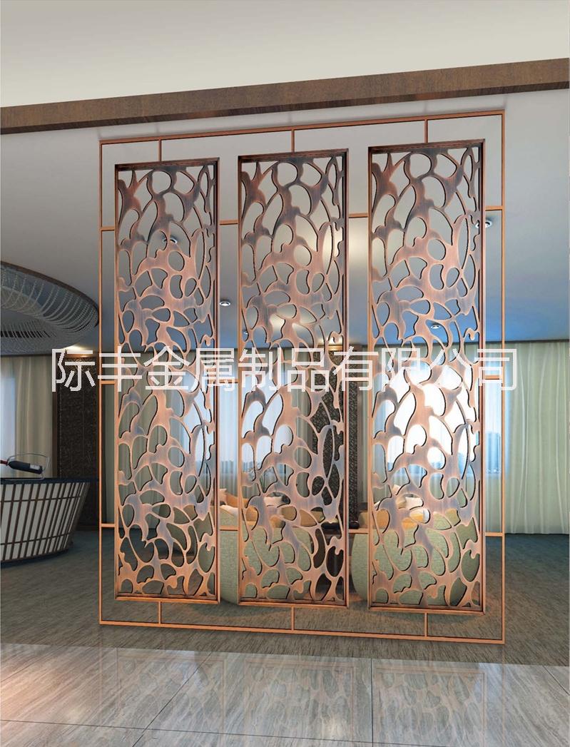不銹鋼玫瑰金屏風(fēng)隔斷 鏡面拉絲屏