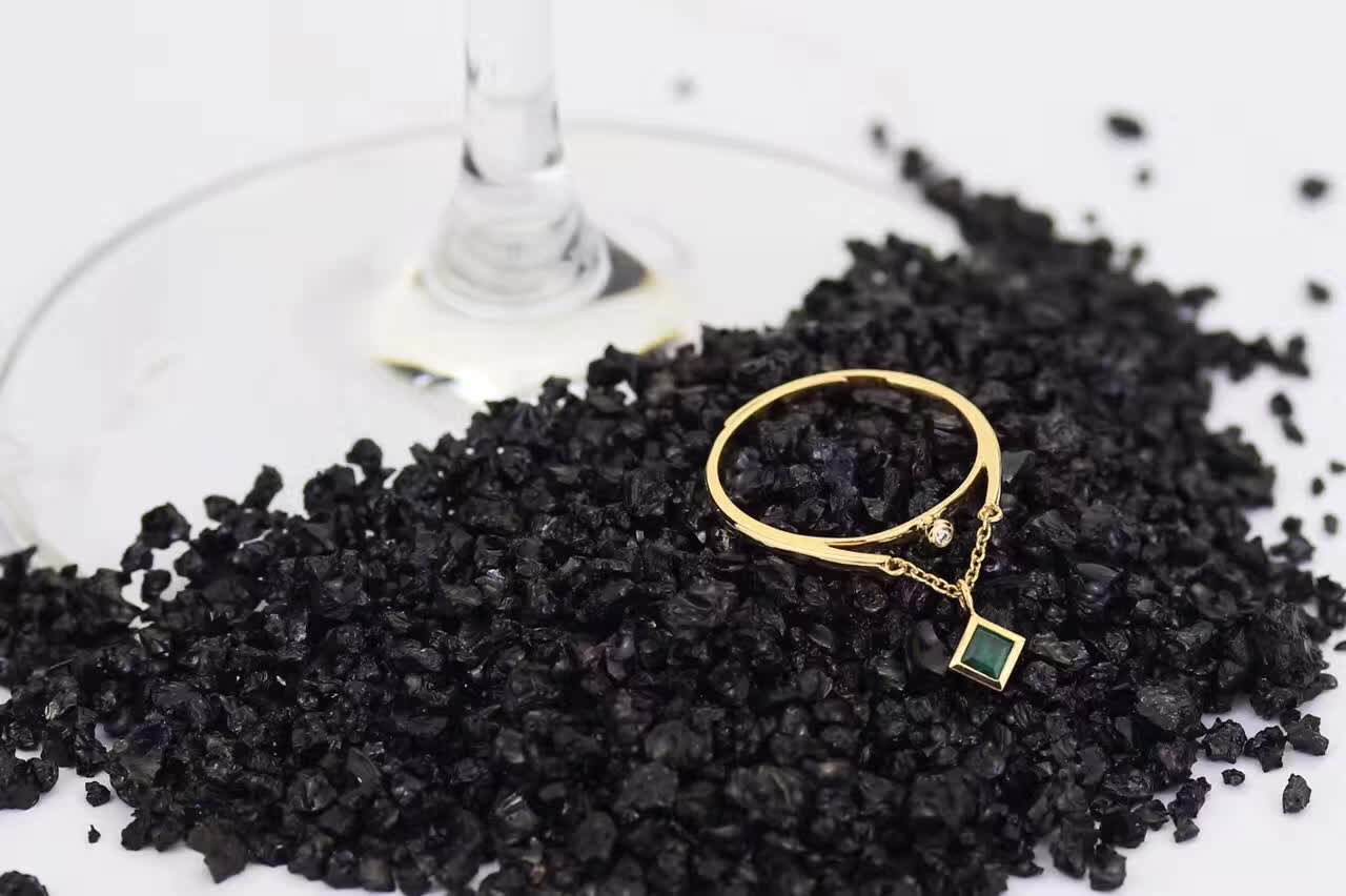 工廠新款18K黃金綠色天然寶石祖母綠鑲嵌鉆石小戒指加工一件代發(fā) 祖母綠鑲嵌鉆石戒指