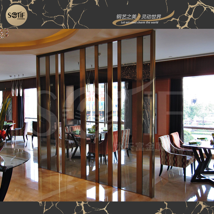 簡約不銹鋼屏風(fēng)_會所大堂裝飾_美觀大氣經(jīng)久耐用