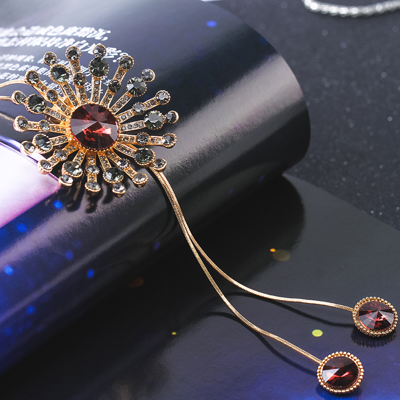 浙江時尚合金項鏈批發(fā) 花朵項鏈吊墜廠家供應 金華合金項飾彩睿飾品廠