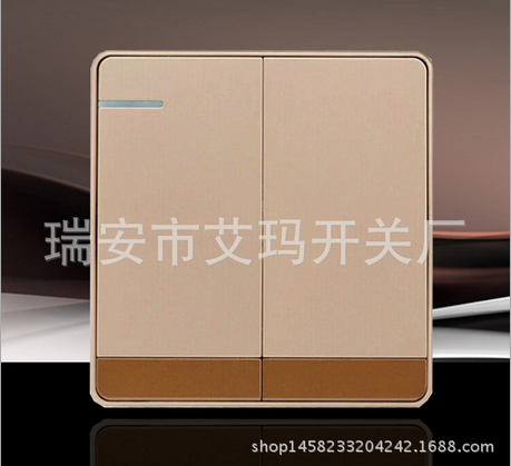西蒙爾墻壁開關(guān)86型大板香檳金 兩開單控開關(guān) 廠家直銷特價(jià)