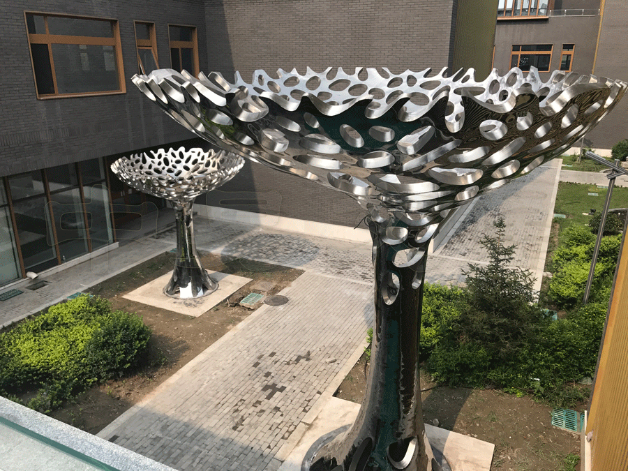 科技與生態(tài)的有機(jī)結(jié)合 鏡面不銹鋼雕塑作品-智慧樹(shù)