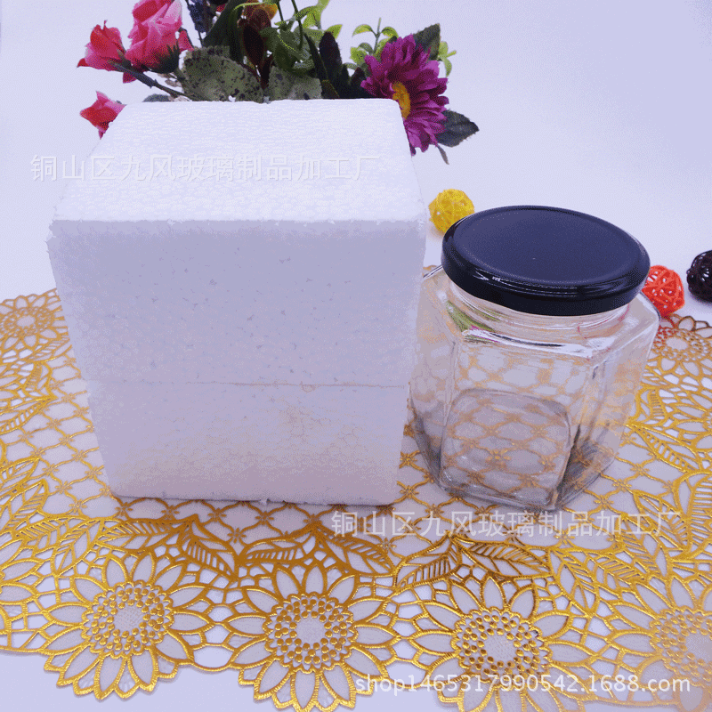 廠家供應45ml---730ml六棱玻璃瓶醬菜蜂蜜罐頭果醬瓶瓶子