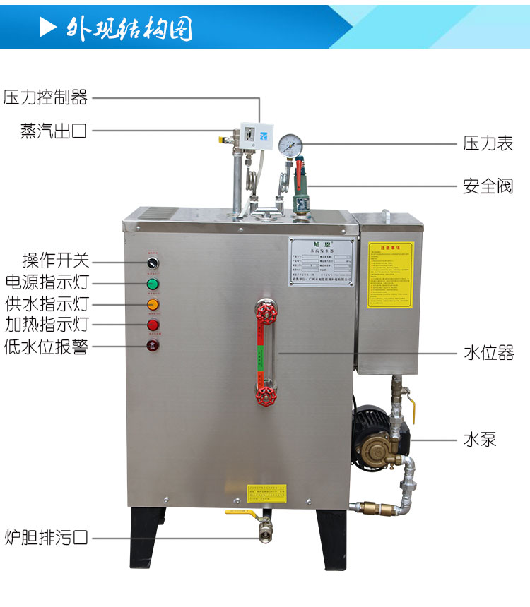 12KW電加熱蒸汽鍋爐工業(yè)小型全自動不銹鋼電熱低壓鍋爐