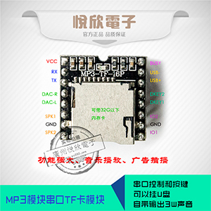 供應(yīng)串口MP3語音U盤符模塊串口MP3語音TF卡模塊