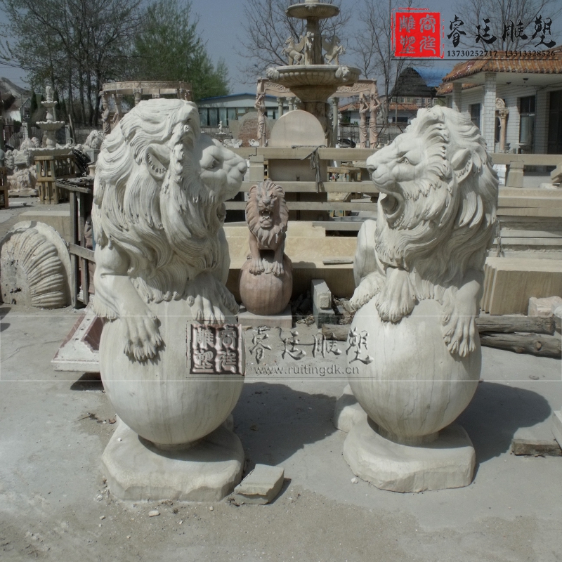 石雕石獅子定制 漢白玉石獅子雕刻廠家  石雕石獅子價格 石雕石獅子加工