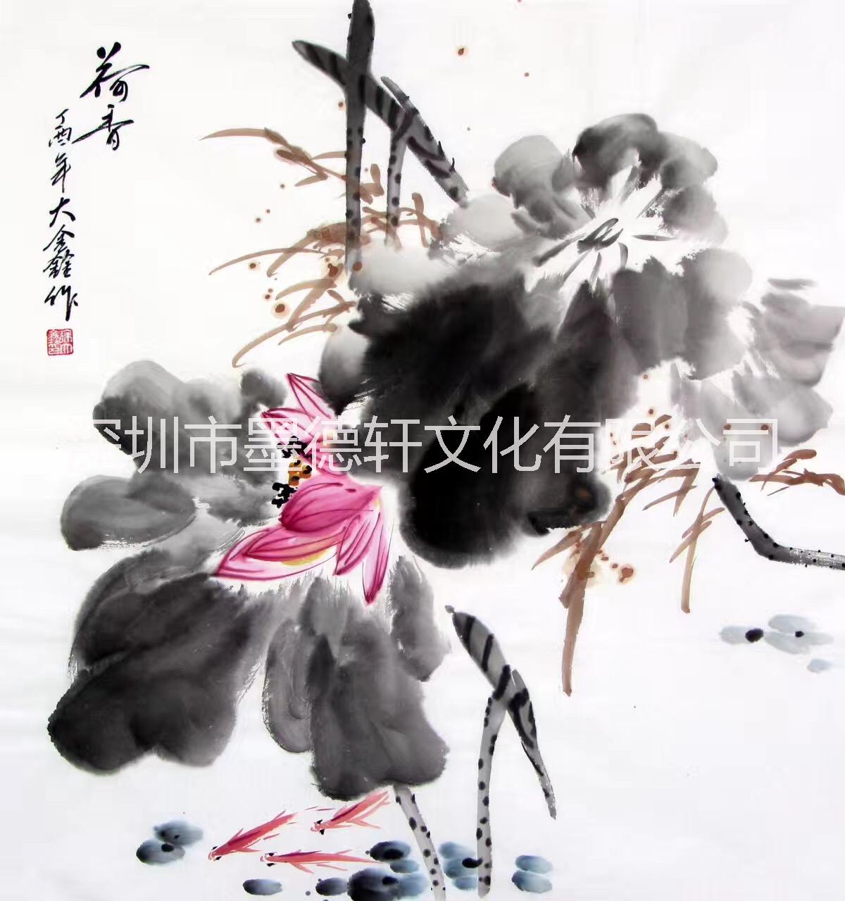 畫框裝裱辦公室酒店會所臥室客廳現(xiàn)代簡約中式純手繪水墨花鳥裝飾畫廠家直銷