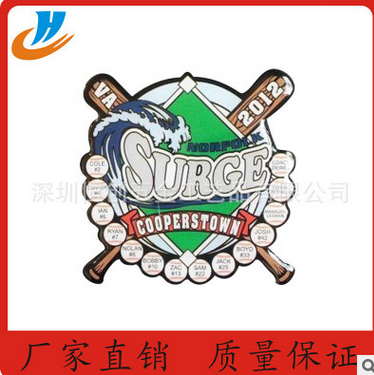 廠家訂制金屬棒球徽章 美國棒球運動員徽章胸章 金蔥粉棒球徽章