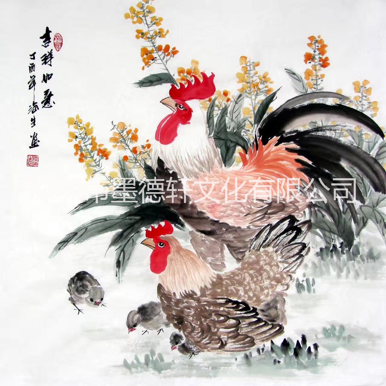 大芬油畫村現(xiàn)代中式水墨客廳酒店辦公室純手繪大吉大利畫框裝裱餐廳裝飾畫廠家批發(fā)