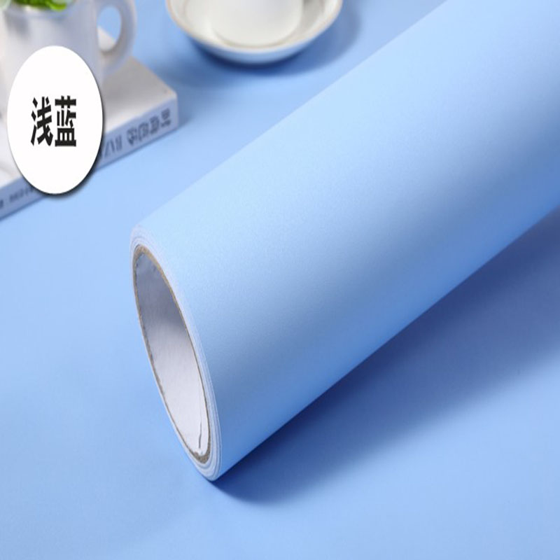 加厚純色墻紙素色自粘淺紫色亞光波音軟片家具翻新貼麻面防水素色貼紙