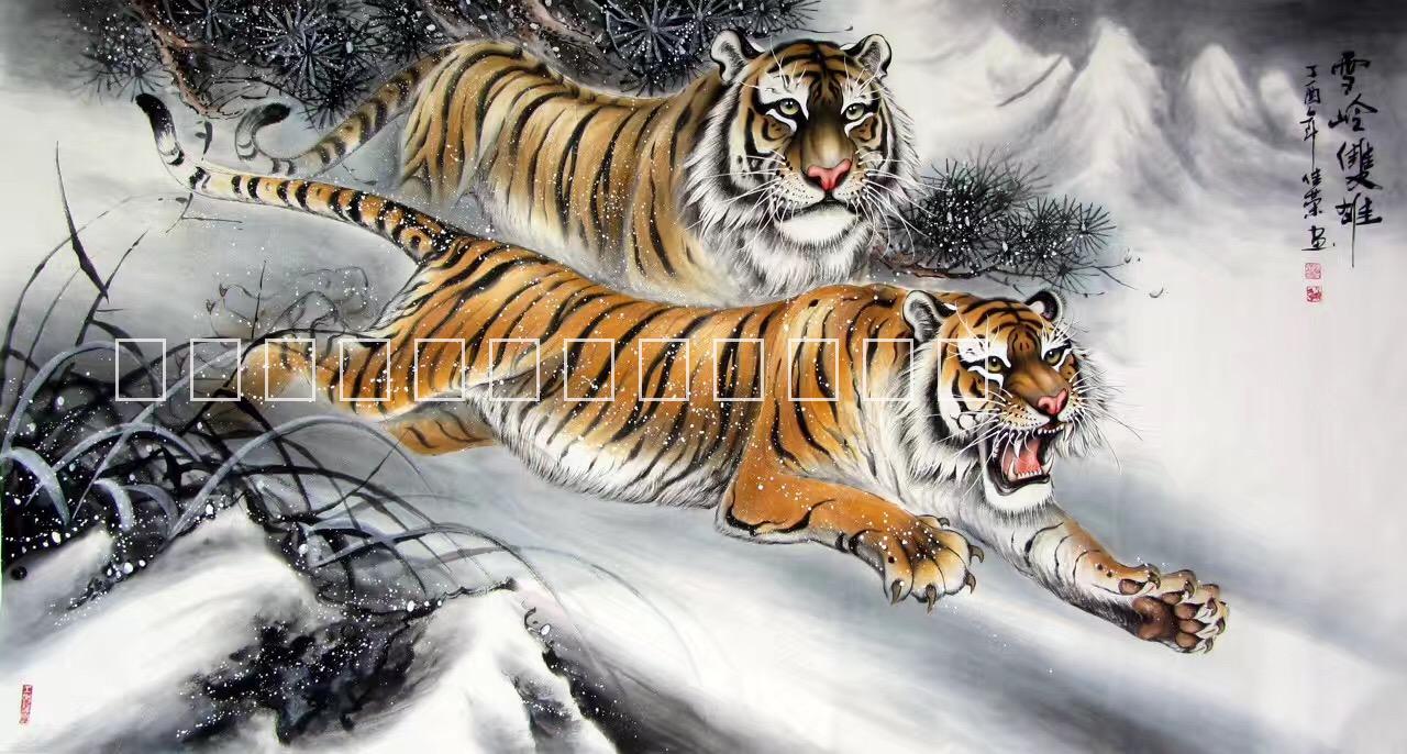 大芬油畫村中式簡約客廳臥室酒店會所樣板房 純手繪動物國畫畫框裝裱客廳裝飾畫廠家批發(fā)