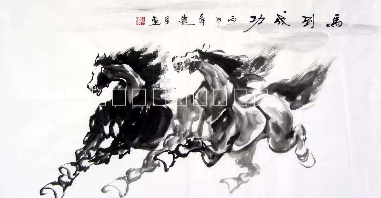 大芬油畫(huà)村現(xiàn)代簡(jiǎn)約中式客廳酒店會(huì)所辦公室手繪水墨八駿圖國(guó)畫(huà)畫(huà)框裝裱裝飾畫(huà)廠家批發(fā)