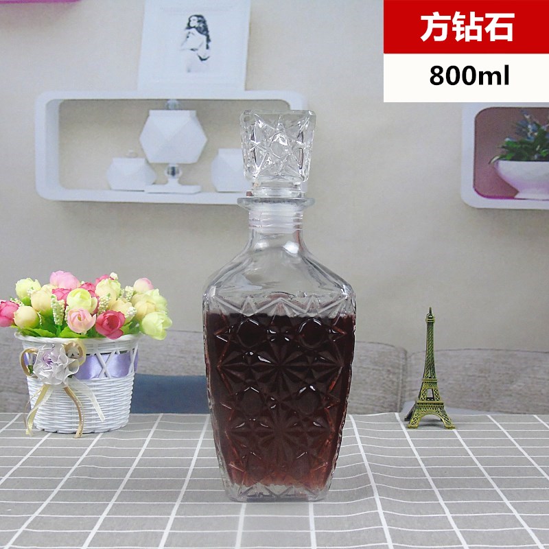 江蘇徐州玻璃酒瓶 批發(fā)零售鉆石酒瓶 紅酒瓶 醒酒器800ml 江蘇徐州官宇玻璃制品磚石紅酒瓶