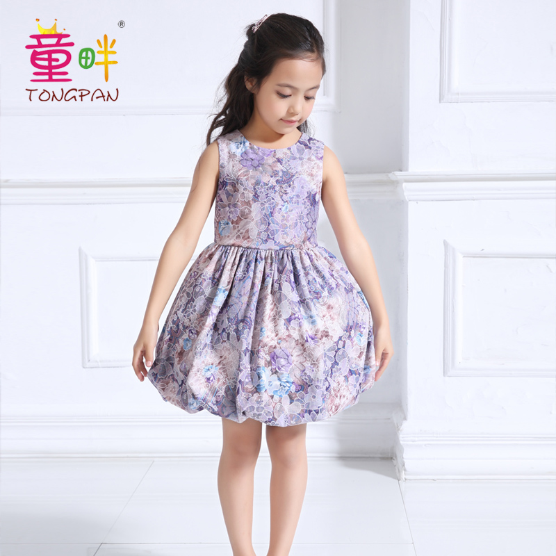 童畔紫色女童連衣裙韓版2017新款 童畔T0088紫色童裝禮服