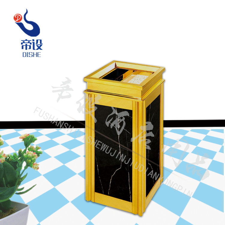佛山DS-3S廠家直銷(xiāo)批發(fā)不銹鋼鈦金四菱角煙灰桶黑白根仿石垃圾桶