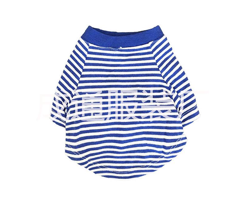 廠家直銷 寵物藍(lán)白條紋短袖T恤上衣貓狗中小型犬泰迪服飾 批發(fā)