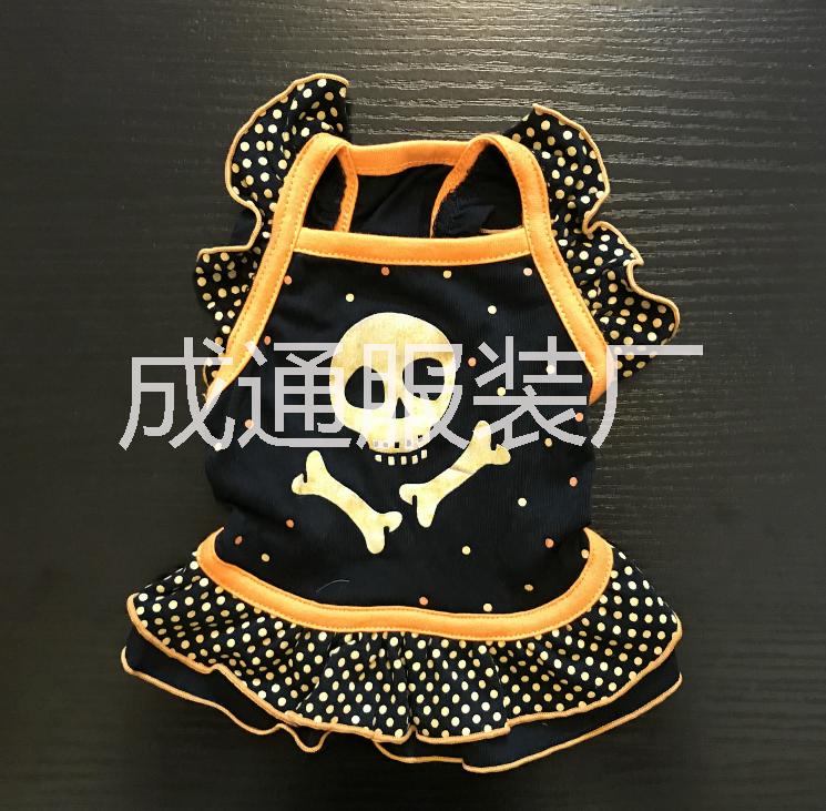 廠家直銷寵物衣服服裝 萬圣節(jié)骷髏荷葉邊狗衣服 寵物狗衣服批發(fā)