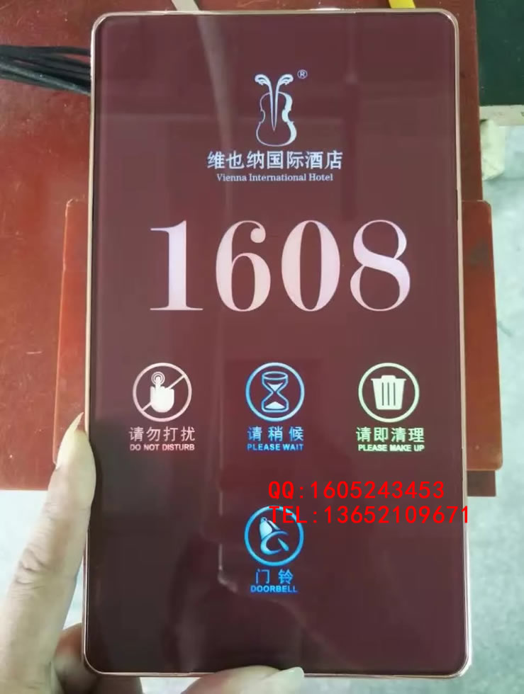 定制KTV酒店賓館電子門顯房號(hào)房態(tài)觸摸門鈴無線門牌開關(guān)定做LED燈