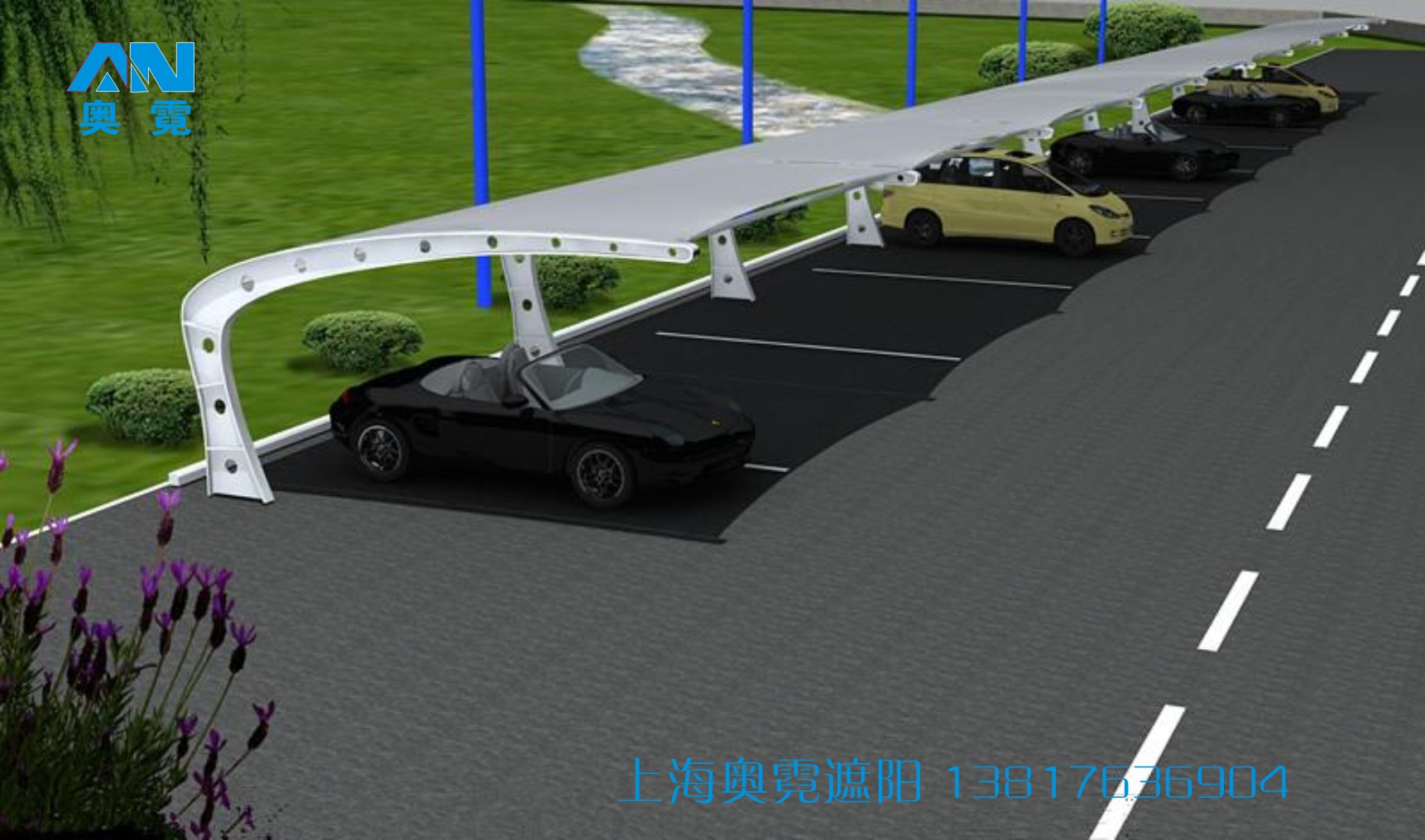 上海膜結構停車棚廠家 上海雨棚訂做 上海張拉膜景觀棚價格