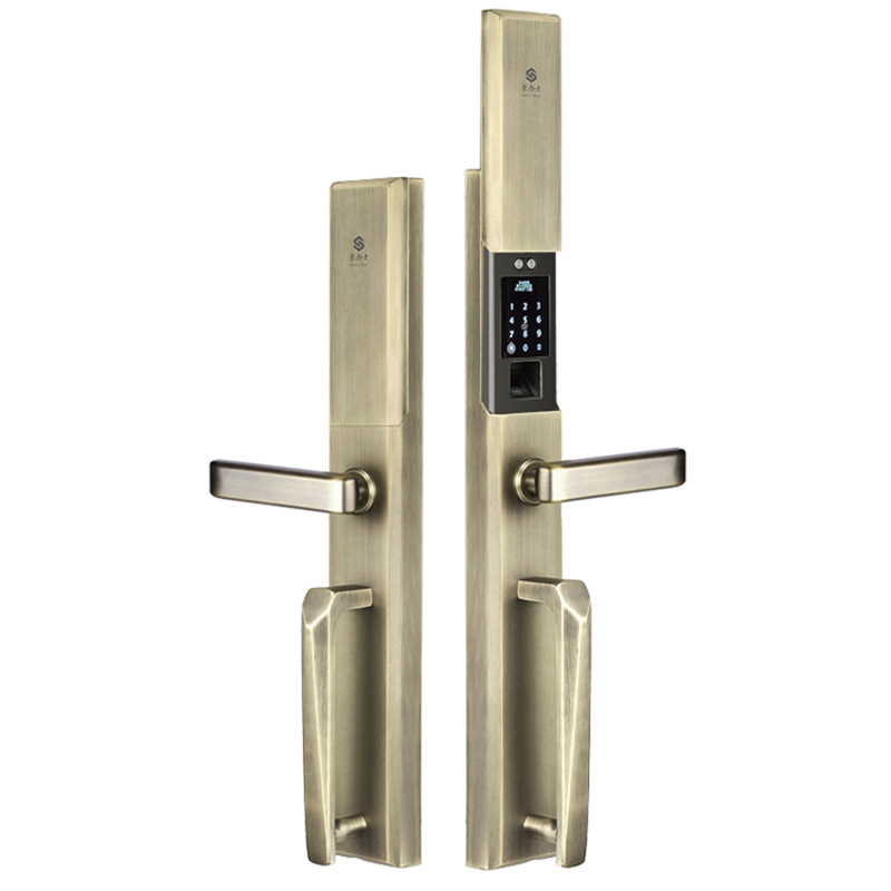 別墅門鎖全不銹鋼材質(zhì)，永葆真色；智能語音導(dǎo)航，門鈴功能 L1098F青古銅  紅古銅