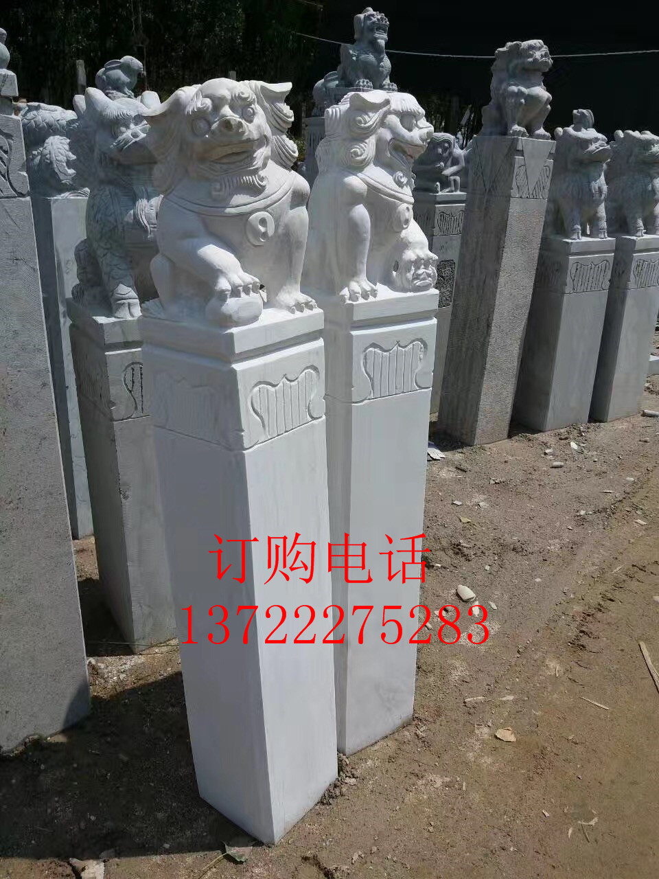 青石拴馬樁，做舊石獅子拴馬樁，億嘉石雕