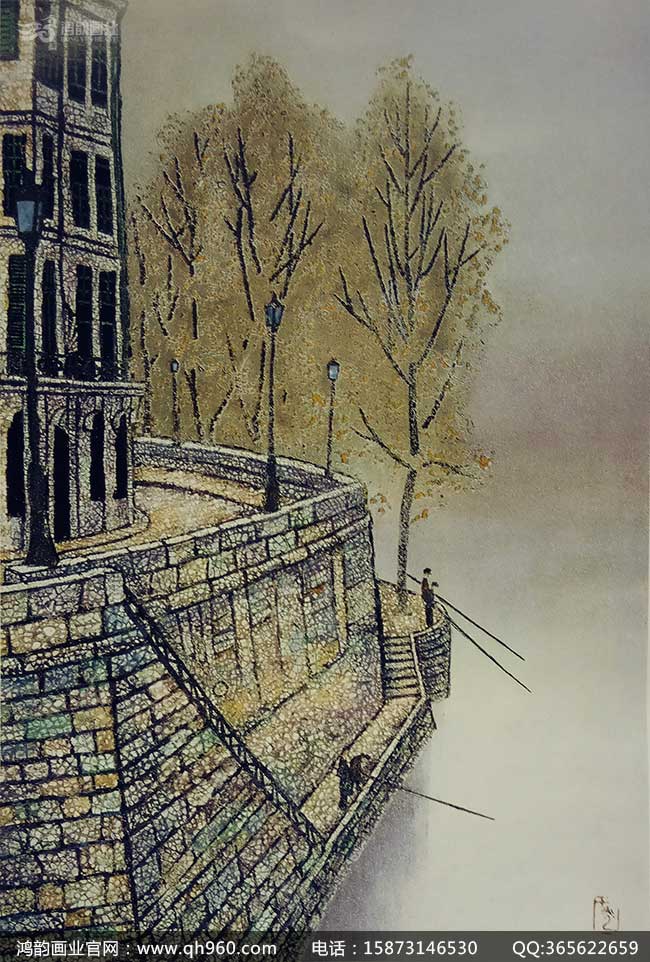 任時光流逝  福建蛋殼鑲嵌漆畫景