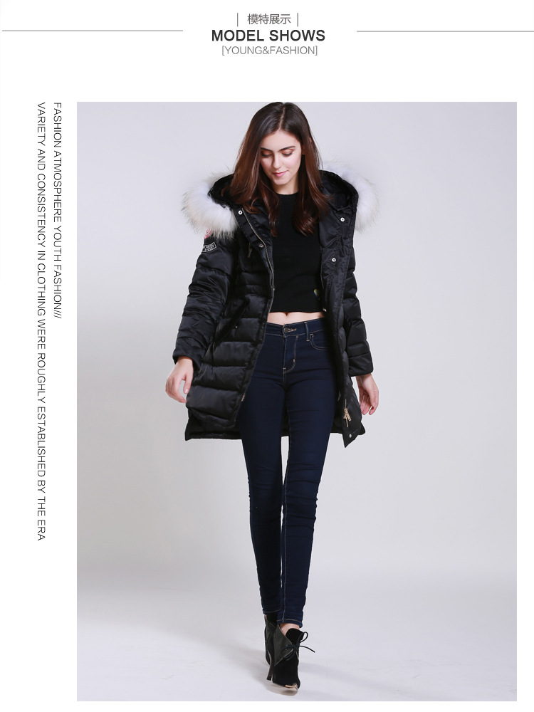 2017新款女裝中長款保暖羽絨服青春連帽保暖羽絨服 青春保暖羽絨服