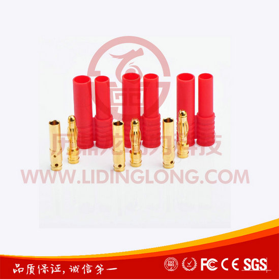 廠家生 產(chǎn)3.5mm香蕉插頭 配紅色護(hù)套 東莞歷鼎龍