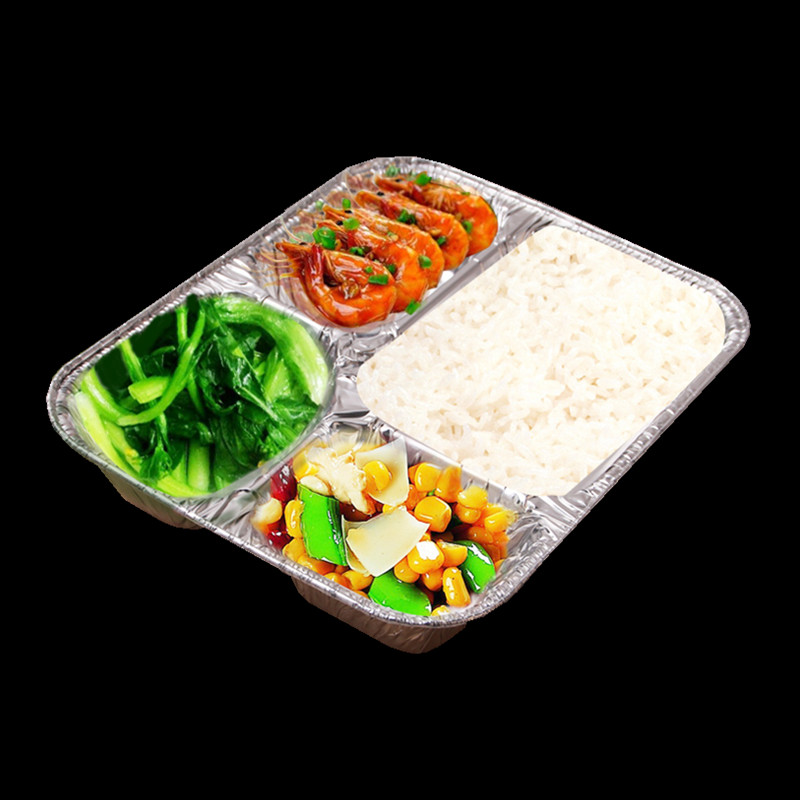 佛山施博能 一次性四格打包外賣餐盒 一次性四格打包外賣鋁箔錫紙餐盒